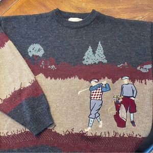 Men's Arnold Palmer Vintage Golf Scene Sweater - Multicolour size large